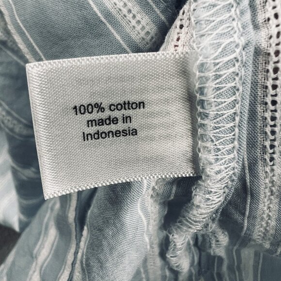 Lane Bryant Womens 14 Ruffle Blouse‎ Blue Striped Cotton Sleeveless Career Top - Picture 6 of 11